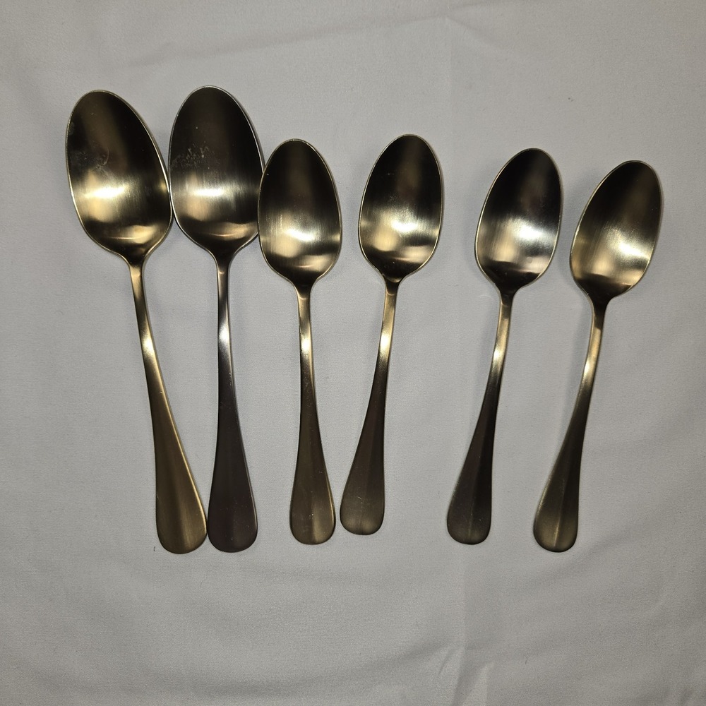 Set Of 6 Spoons Gold Tinted